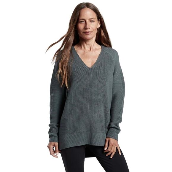 Athleta Merino Wool Blend Hanover V-Neck Pullover Sweater Size XS in Mist Gray - Picture 1 of 7